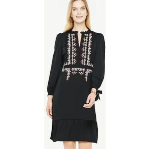 Ann Taylor embroidered long-sleeve dress
